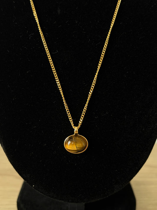 Collier pierre oeil de chat Ovalia