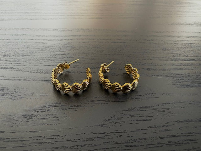 Boucles d'oreilles dorées Coquillage